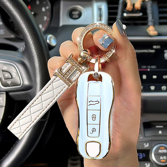 Porsche Car Key Case Rhinestones Keychain