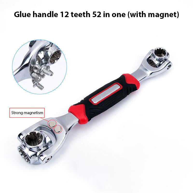 Universal 360° Rotating Head Rubber Handle Socket Wrench